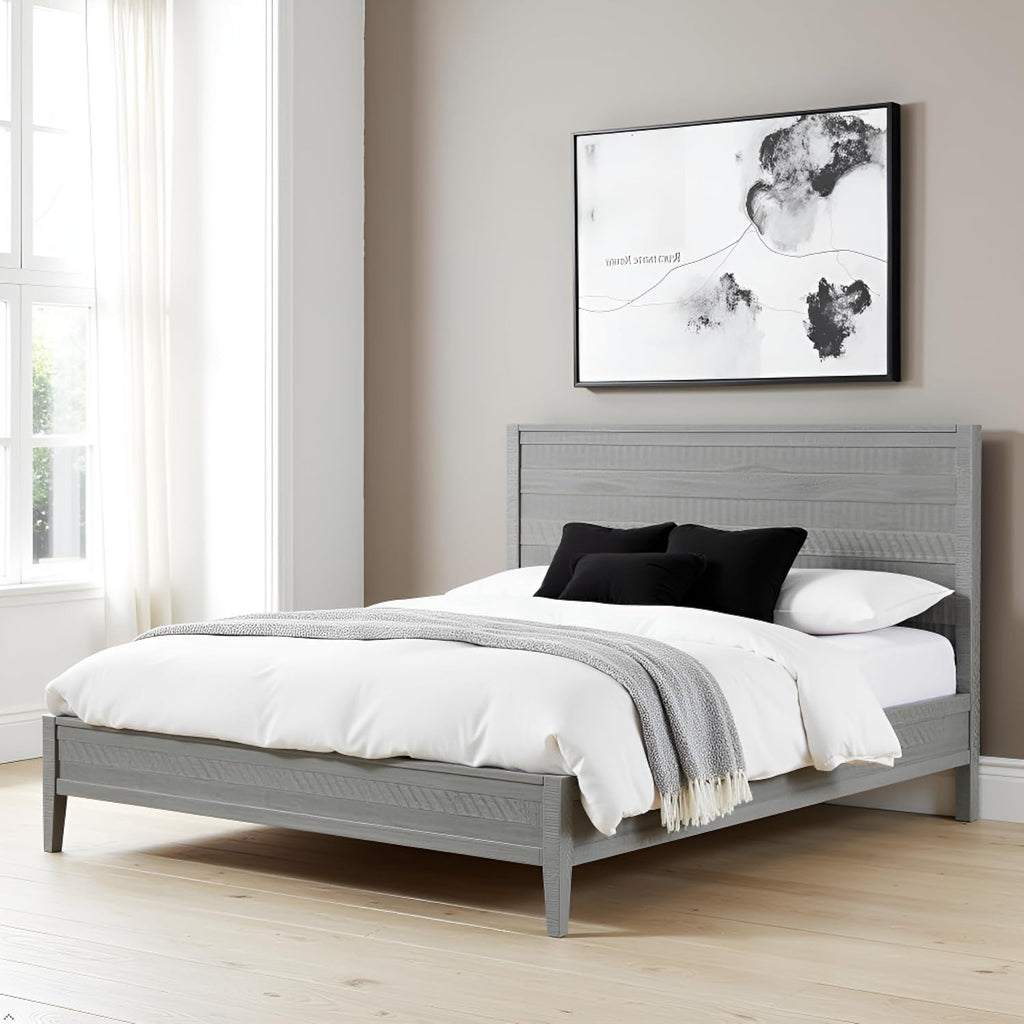 Gray Pine Queen High Panel Bed