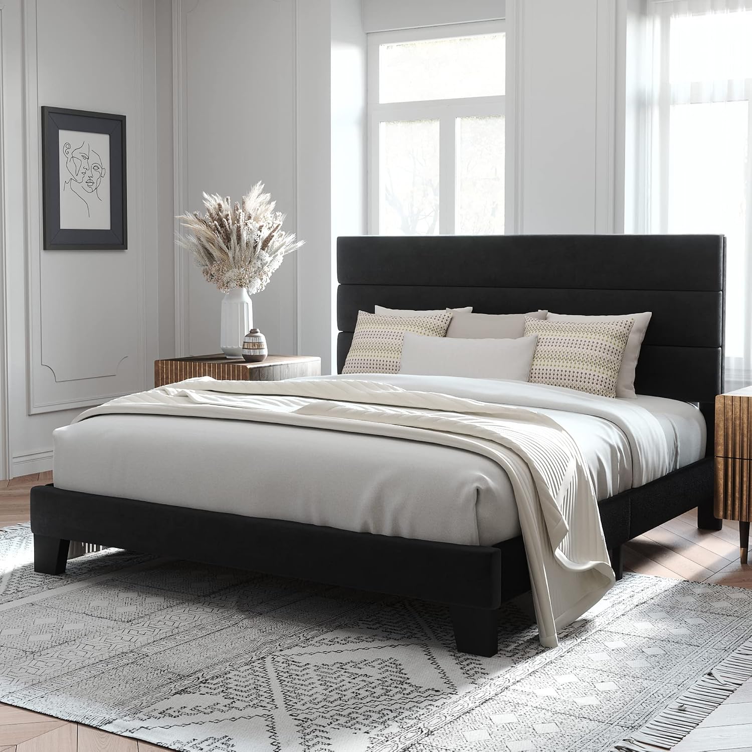 Velvet King Upholstered Platform Bed