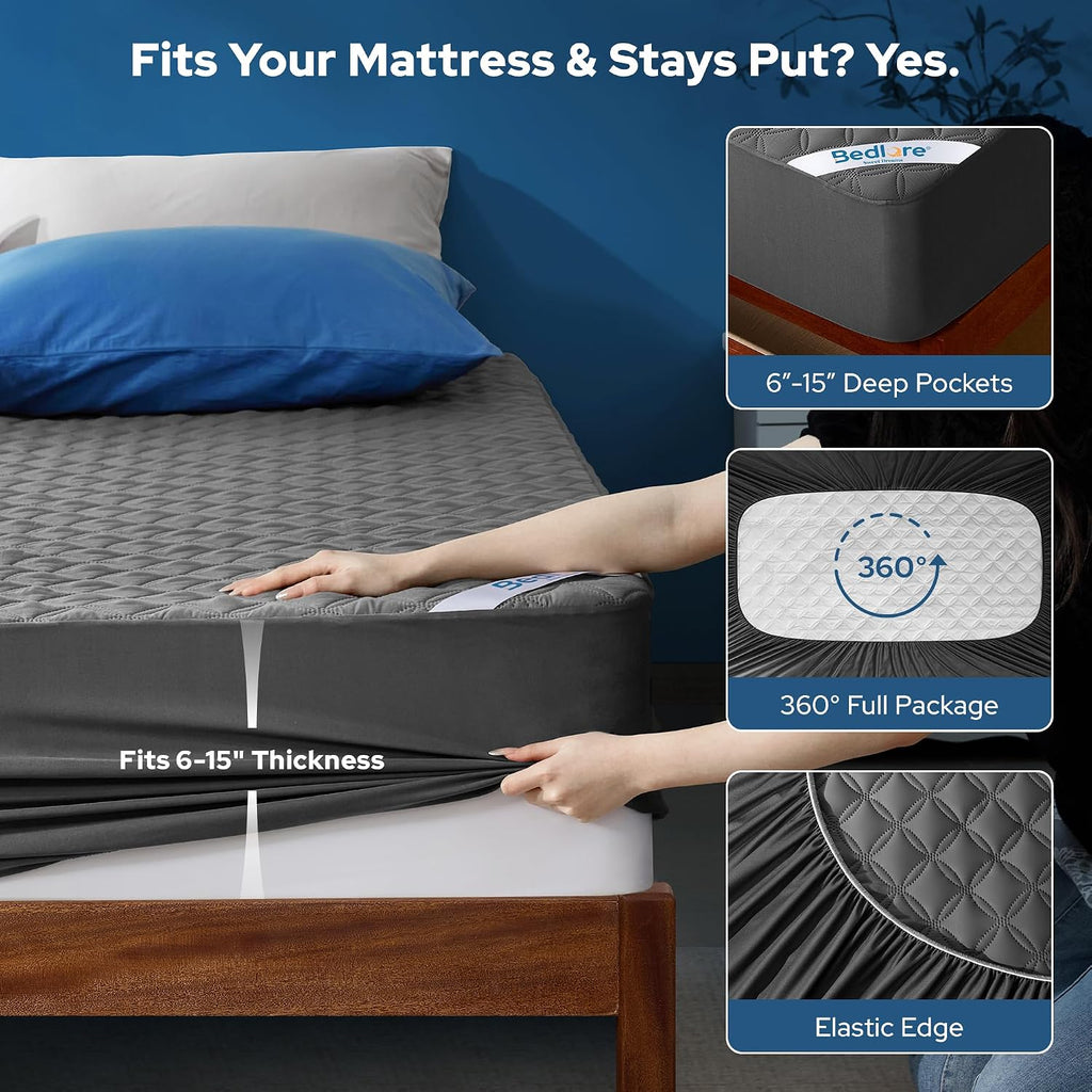 Gray Twin XL Waterproof Mattress Cover