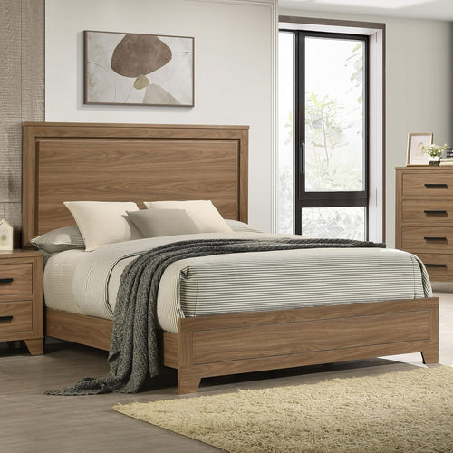 Brown Solid Wood Queen Panel Bed