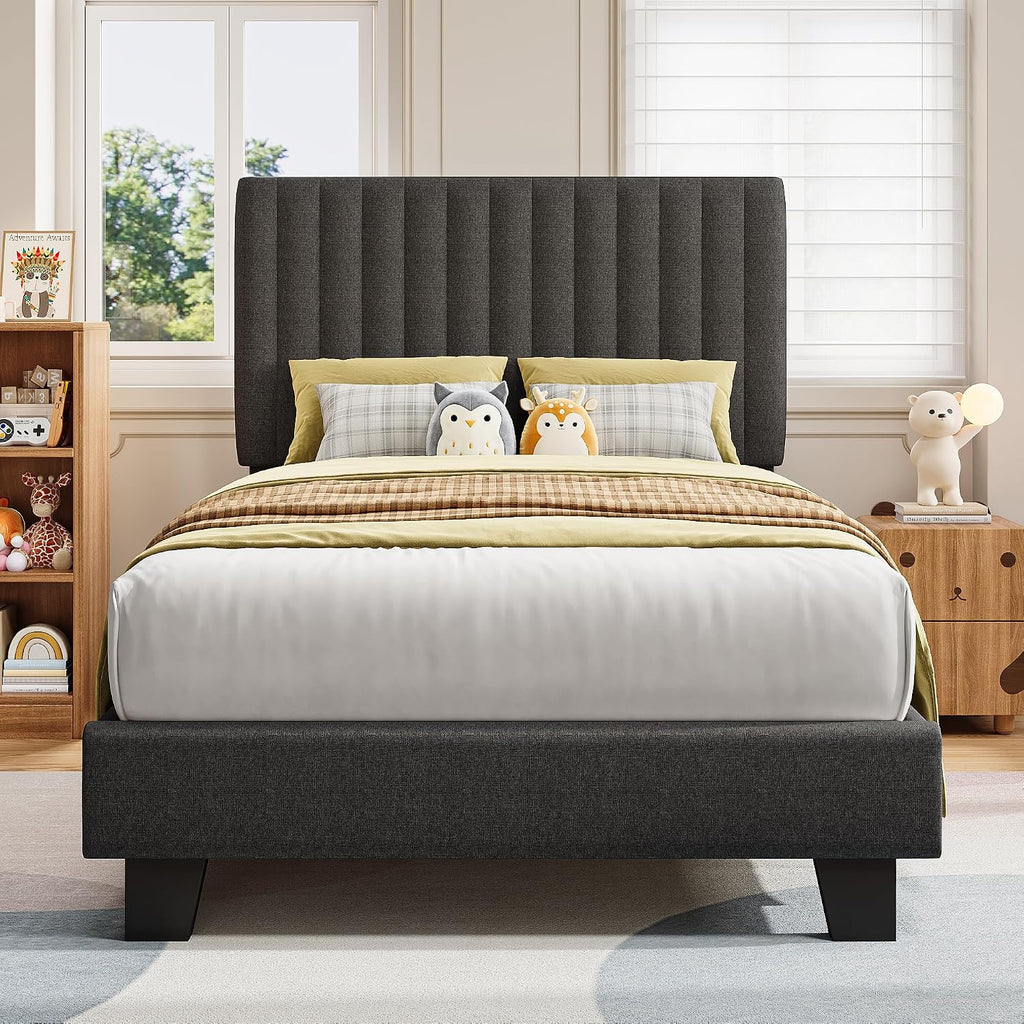 Linen Twin Vertical Platform Bed