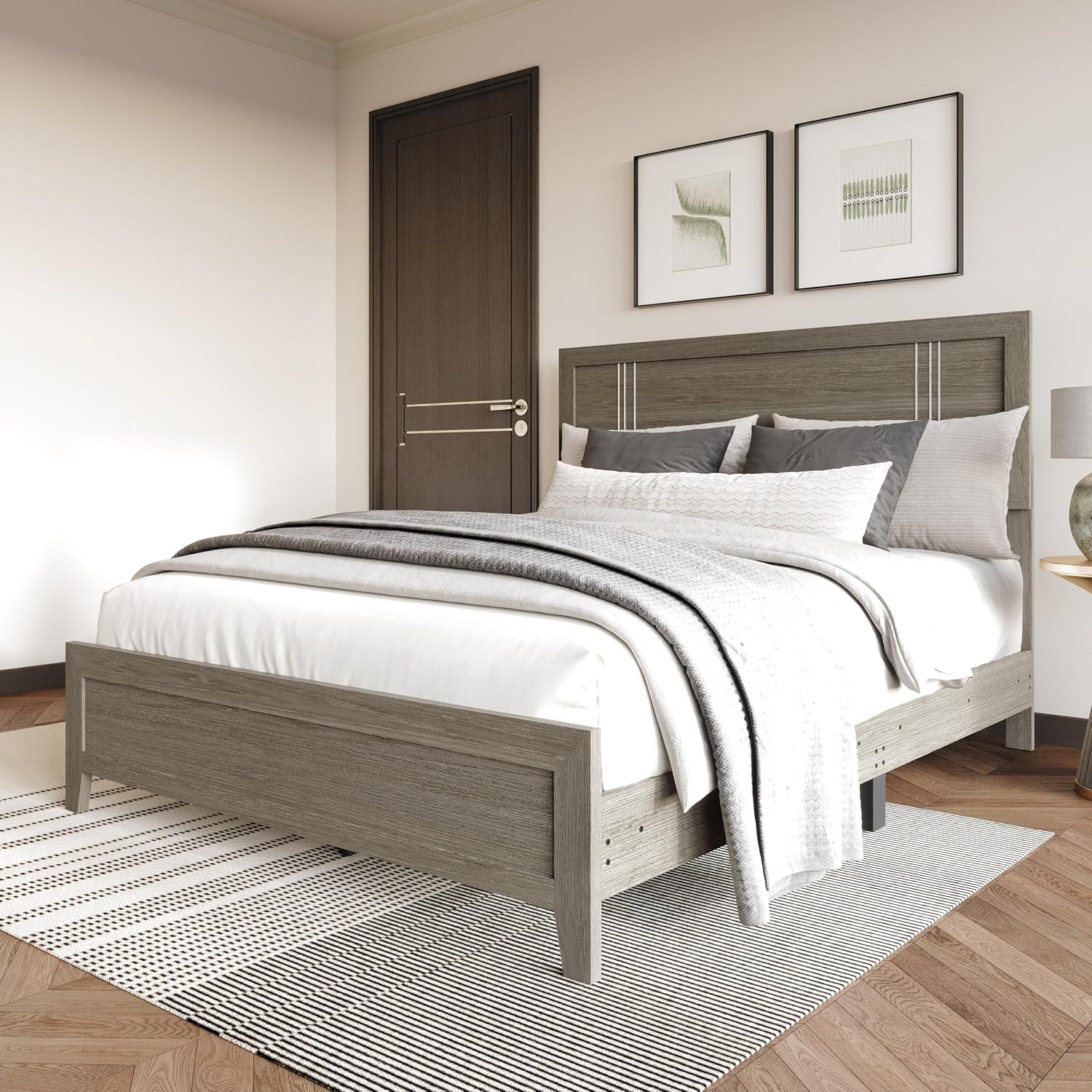 Wood Grain King Panel Bed Frame