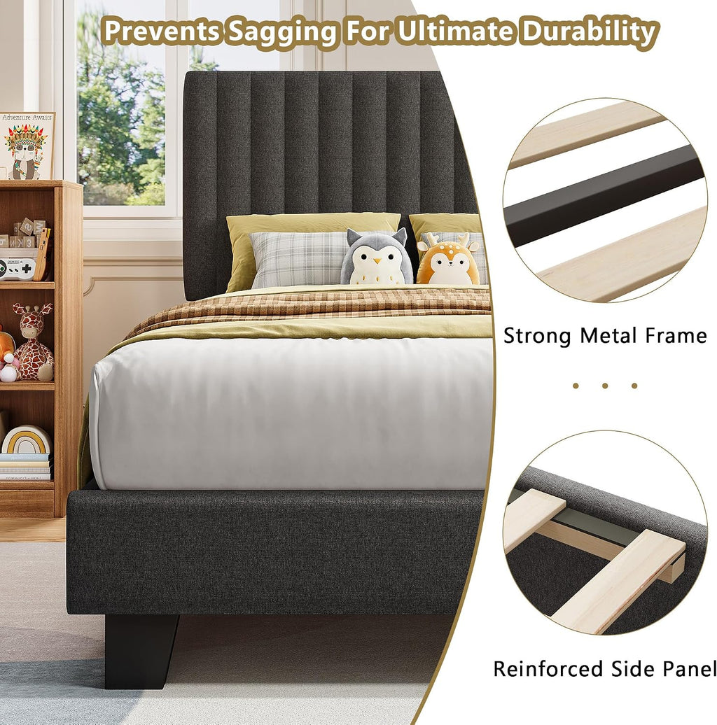 Linen Twin Vertical Platform Bed