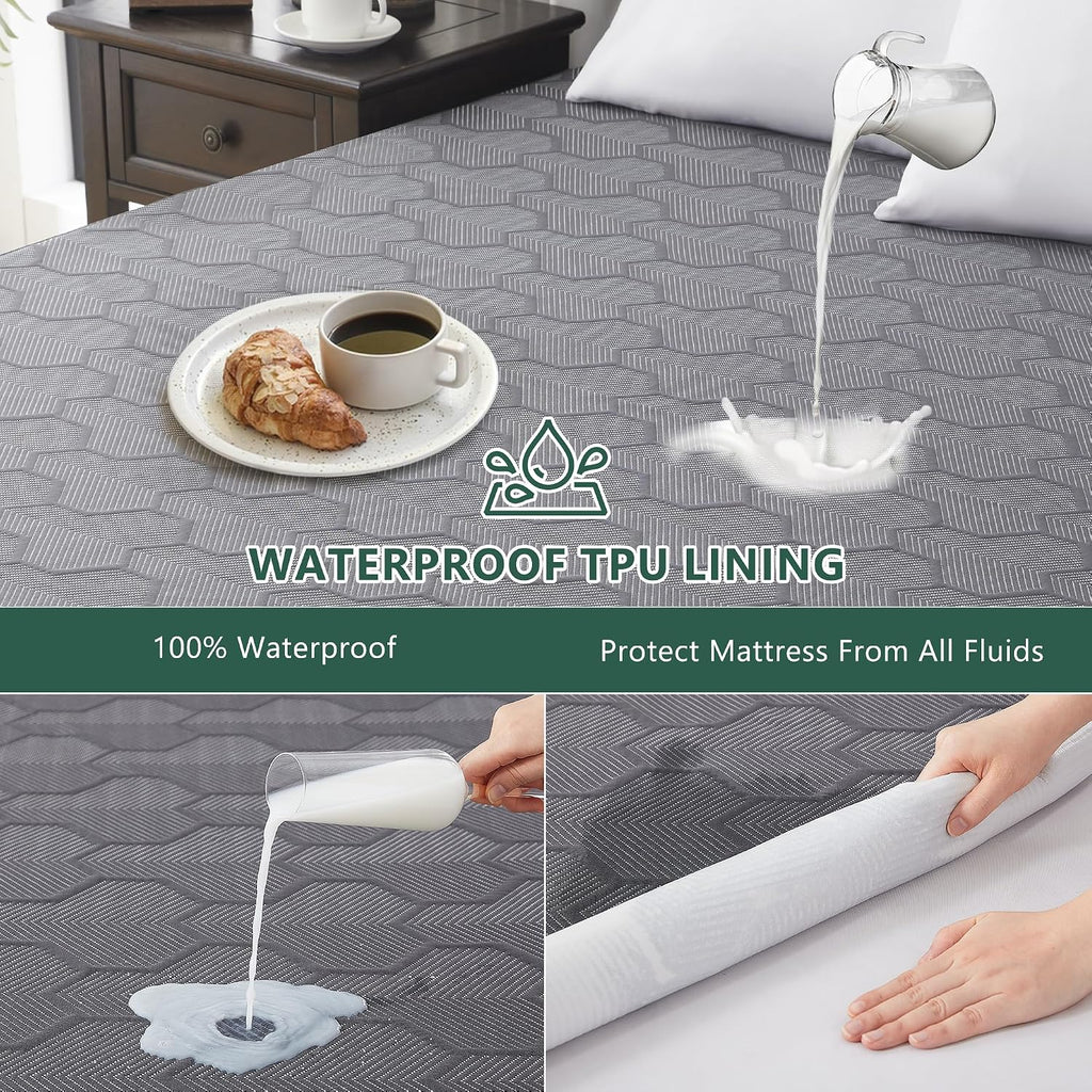 Gray Bamboo Queen Mattress Protector