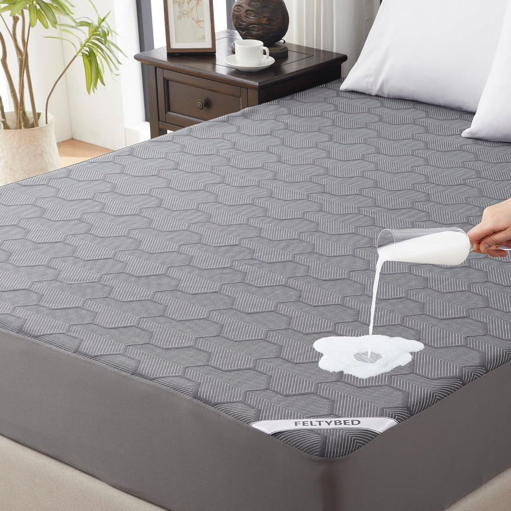Gray Bamboo Queen Mattress Protector